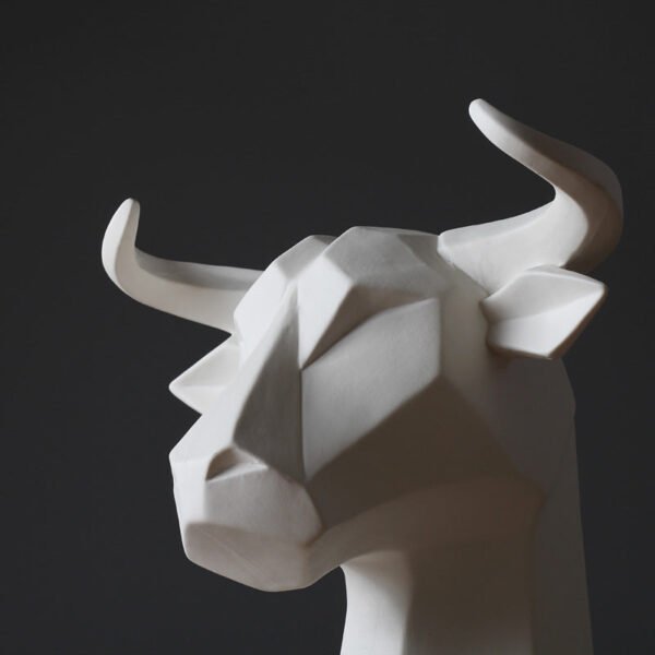 Unpainted Abstract Nordic-Style Animal White Rhino Head Ornament Modern Minimalist Living Room Soft Furnishing Home Decor