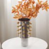 Nordic Luxury Cylindrical Beaded Vase Decorative Piece Model Home Living Room Wine Cabinet Marble Base Floral Vessel Ornament