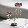 Designer Artistic Branch Bird Double-Tiered Metal Snack Bowl Fruit Dish Decorative Piece Luxury New Chinese-Style Home Decor