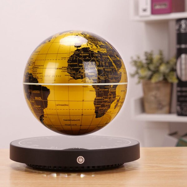 Magnetic Levitation Globe Clock Base Golden Glowing Globe Colorful Atmosphere Night Light Tech-Inspired Decorative Piece
