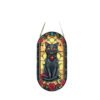 New Colorful Oval Glass Hanging Sign Black Cat Home Window Garden Sun Catcher
