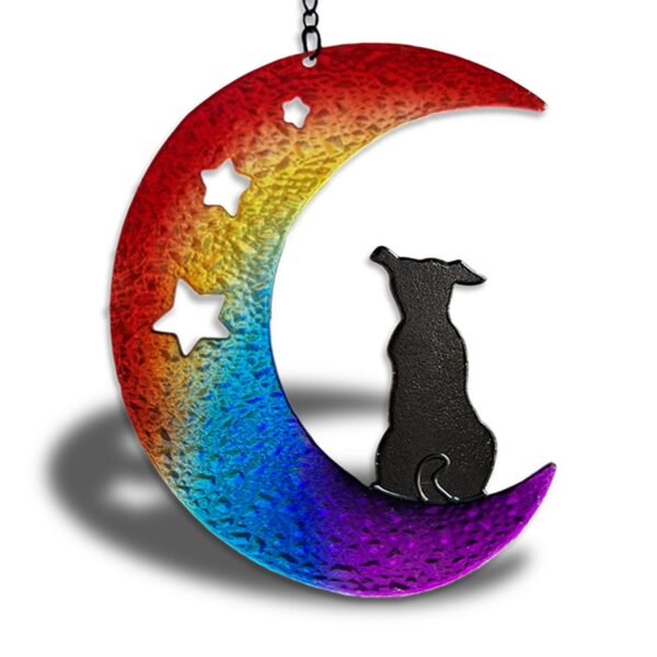 Window Hanging Moon Puppy Glass Art Outdoor Sun Catcher Decorative Piece Home Decor Country Style