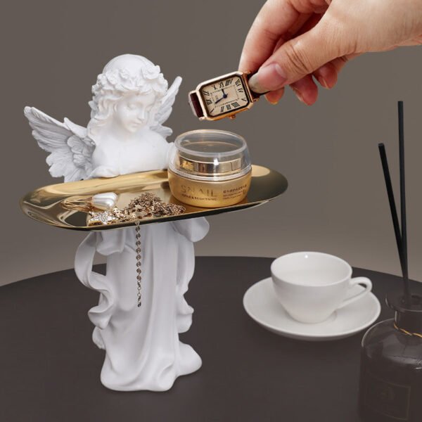 Nordic Prayer Girl Angel Metal Tray Storage Decorative Piece Nail Salon & Cosmetics Store Storage Decorative Display