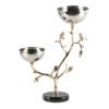 Designer Artistic Branch Bird Double-Tiered Metal Snack Bowl Fruit Dish Decorative Piece Luxury New Chinese-Style Home Decor