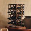 Metal Leather Wine Rack Display Stand Decorative Piece Model Home, Café, Restaurant, Hotel Bar Counter Luxury Wine Cabinet Decorative Item