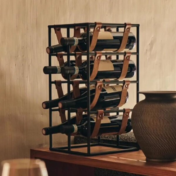 Metal Leather Wine Rack Display Stand Decorative Piece Model Home, Café, Restaurant, Hotel Bar Counter Luxury Wine Cabinet Decorative Item