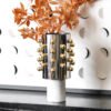 Nordic Luxury Cylindrical Beaded Vase Decorative Piece Model Home Living Room Wine Cabinet Marble Base Floral Vessel Ornament