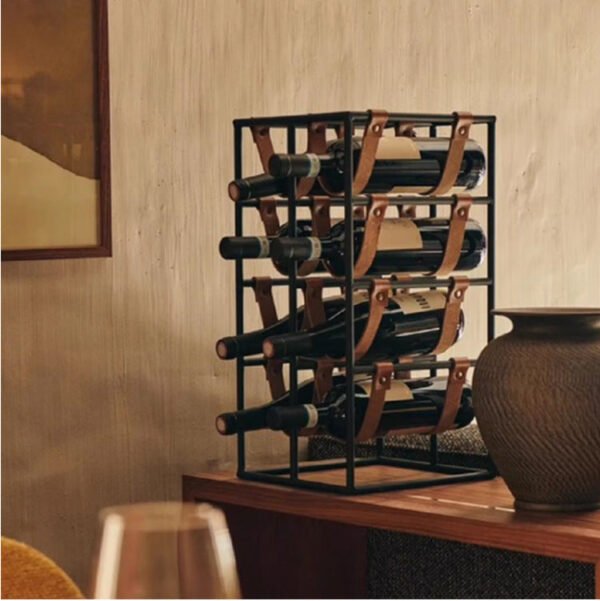 Metal Leather Wine Rack Display Stand Decorative Piece Model Home, Café, Restaurant, Hotel Bar Counter Luxury Wine Cabinet Decorative Item