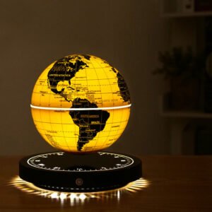 Magnetic Levitation Globe Clock Base Golden Glowing Globe Colorful Atmosphere Night Light Tech-Inspired Decorative Piece