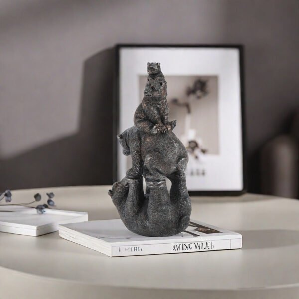 New Arrival: Family of Four Black Bears Crafted Living Room Wine Cabinet Home Decor Tabletop Ornament Creative Gift Decoration