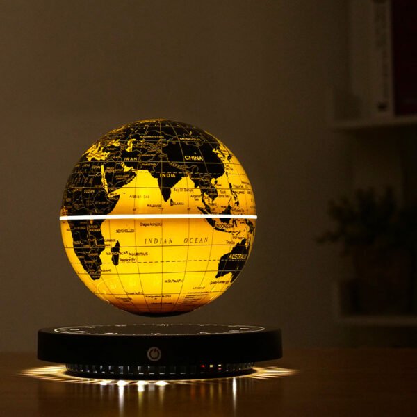 Magnetic Levitation Globe Clock Base Golden Glowing Globe Colorful Atmosphere Night Light Tech-Inspired Decorative Piece