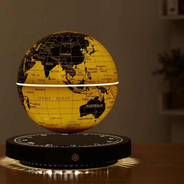 Magnetic Levitation Globe Clock Base Golden Glowing Globe Colorful Atmosphere Night Light Tech-Inspired Decorative Piece
