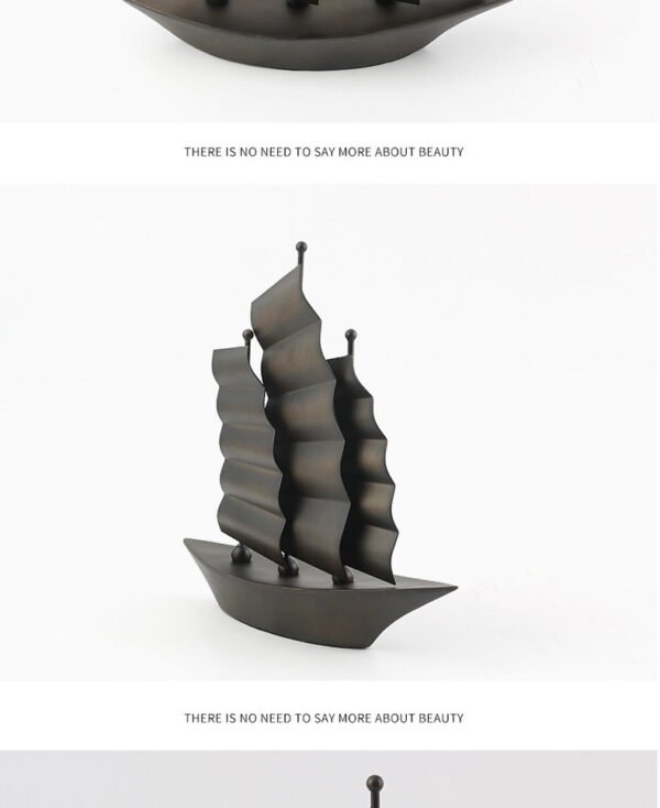 Modern Art Ship Model Metal Sailboat Ornament Showroom Office Entryway Zen Feng Shui New Chinese Style Decorative Piece