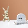 Nordic Minimalist Home Decor White Resin Clock Ornament Showroom Display Table Top Decorative Table Clock Soft Furnishing Craft Item