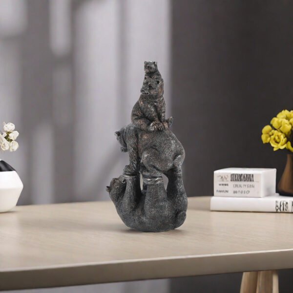 New Arrival: Family of Four Black Bears Crafted Living Room Wine Cabinet Home Decor Tabletop Ornament Creative Gift Decoration