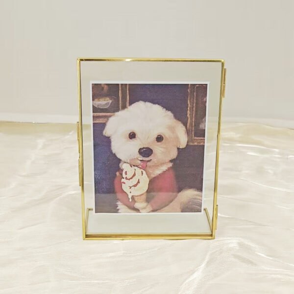European-Style Photo Metal Desktop Ornament Glass High-Definition Picture Frame Display Stand for Storing and Showcasing 3D Photographs