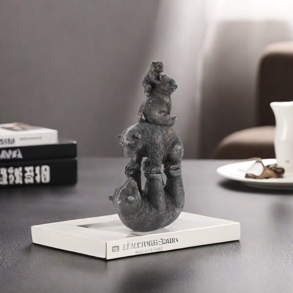 New Arrival: Family of Four Black Bears Crafted Living Room Wine Cabinet Home Decor Tabletop Ornament Creative Gift Decoration